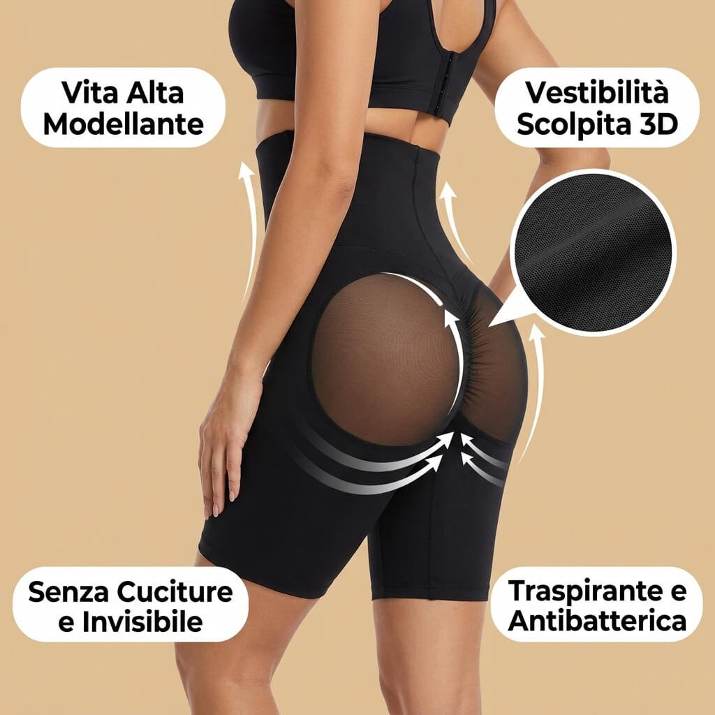 CurvaPerfetta pantaloncini modellanti a vita alta con tasche 3D per i glutei